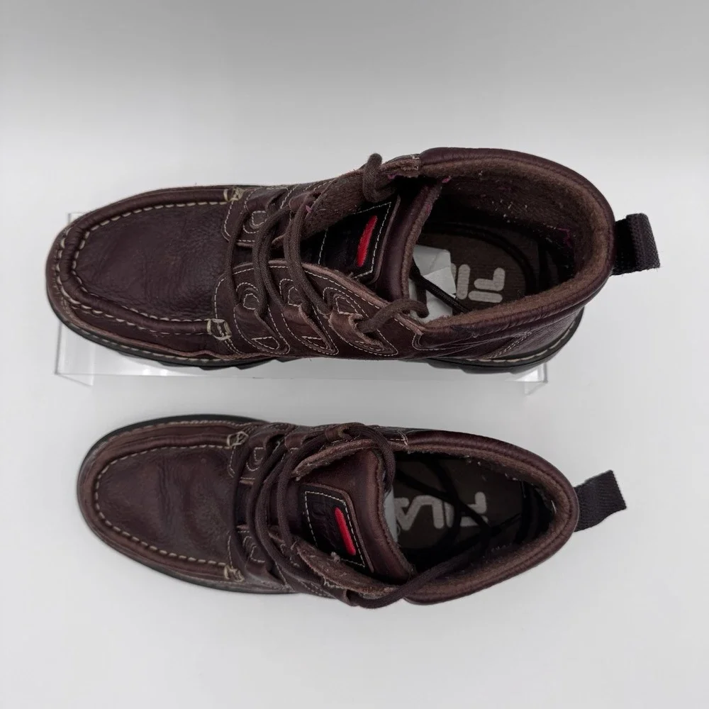 VTG 90s FILA Brown Leather Men's 9.5 Chukka Boots Shoes‎ Made In Spain **RARE**